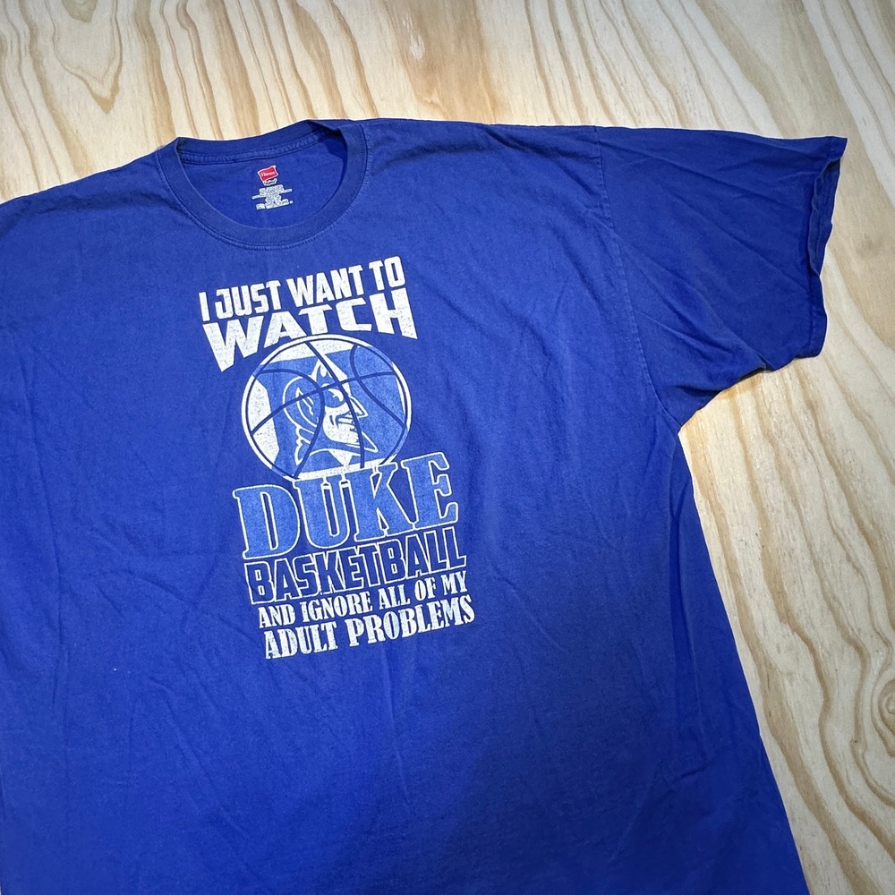Hanes Duke Basketball Adult Problems Graphic Tee Blue Mens 3XL